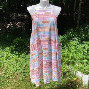 Lou & Grey x Loft cotton oversized sherbet plaid sundress w/adjustable straps M